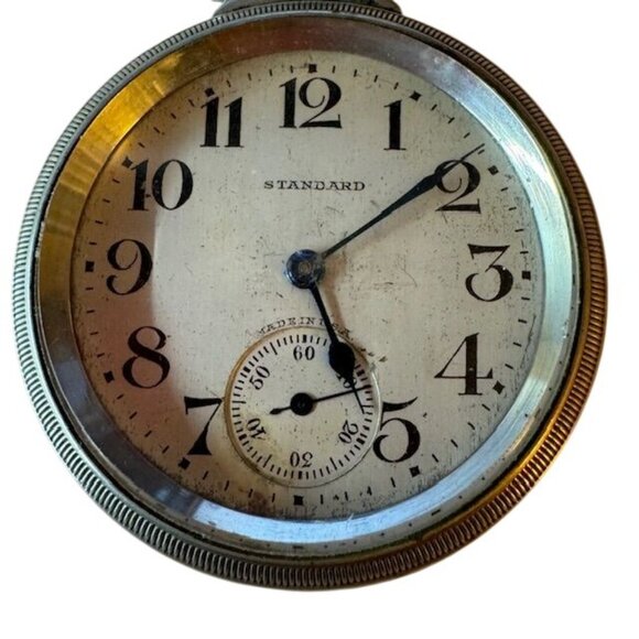 Antique Standard Pocket Watch With Subdial & Arabic Numerals - Picture 3 of 6